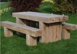 this solid railway sleeper furniture table and benches it ideal for outdoors